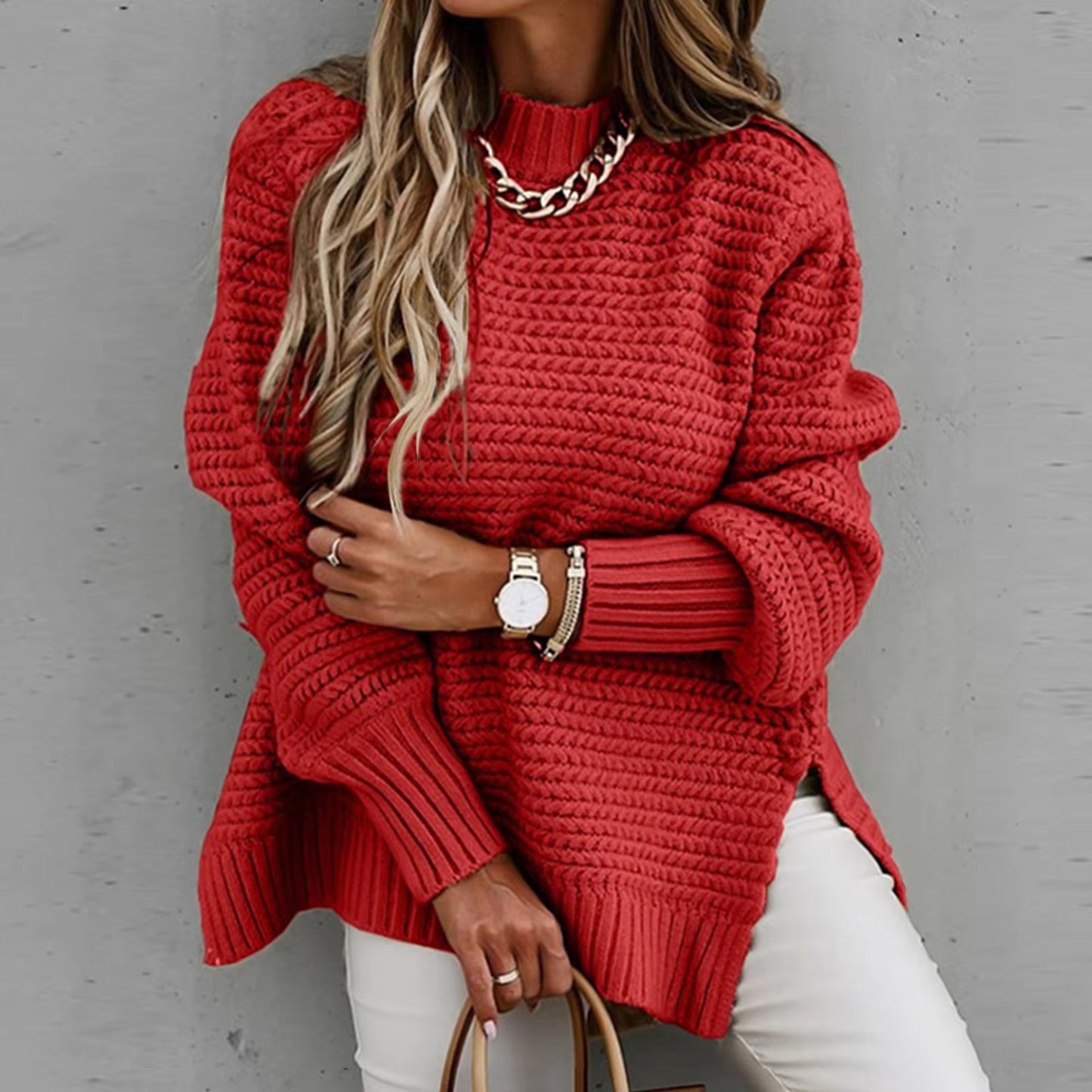 Oversized Batwing Knitted Sweater – Winter Fashion Pullover